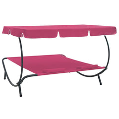 Sunbed with canopy and pillows pink