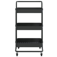 3-story kitchen trolley black 42x35x85 cm iron and ABS