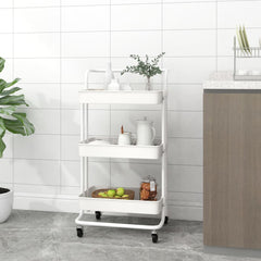 3-story kitchen trolley white 42x35x85 cm iron and ABS