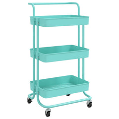 3-layer kitchen trolley turquoise 42x35x85 cm iron and ABS