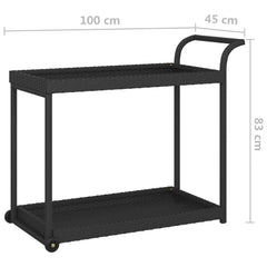 Bar trolley black 100x45x83 cm poly rattan