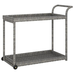 Bar trolley gray 100x45x83 cm poly rattan