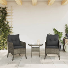 Garden chairs with cushions 2 pcs gray poly rattan