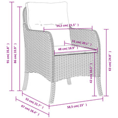 Garden chairs with cushions 2 pcs gray poly rattan