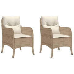 Puutarhatuolit pehmusteilla 2 kpl beige polyrottinki